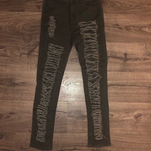 Distressed skinny jeans army green 38 - Picture 3 of 8